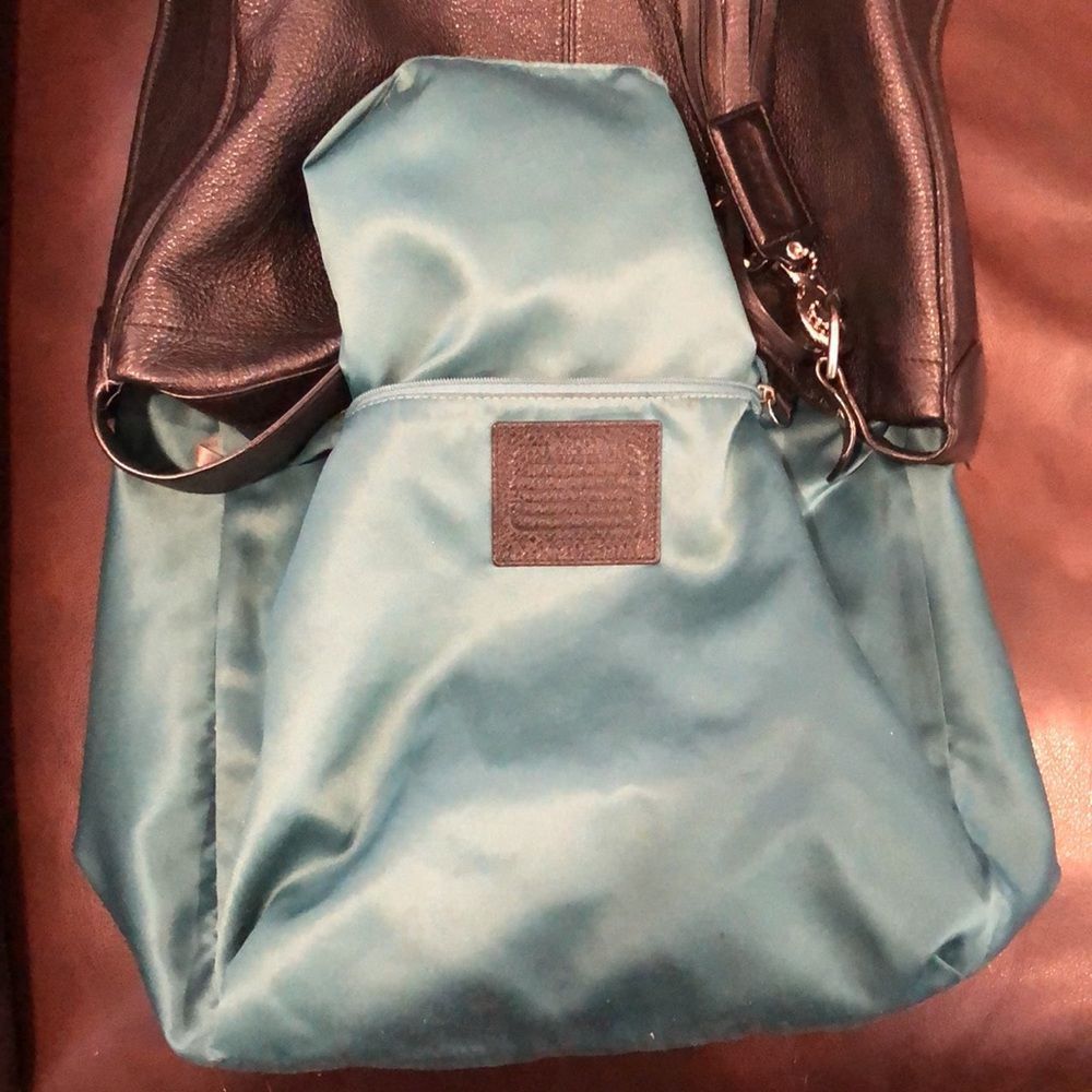 Vintage COACH Avery Black Tumbled Leather Shoulder Bag 
Teal Lining - Picture 10 of 17